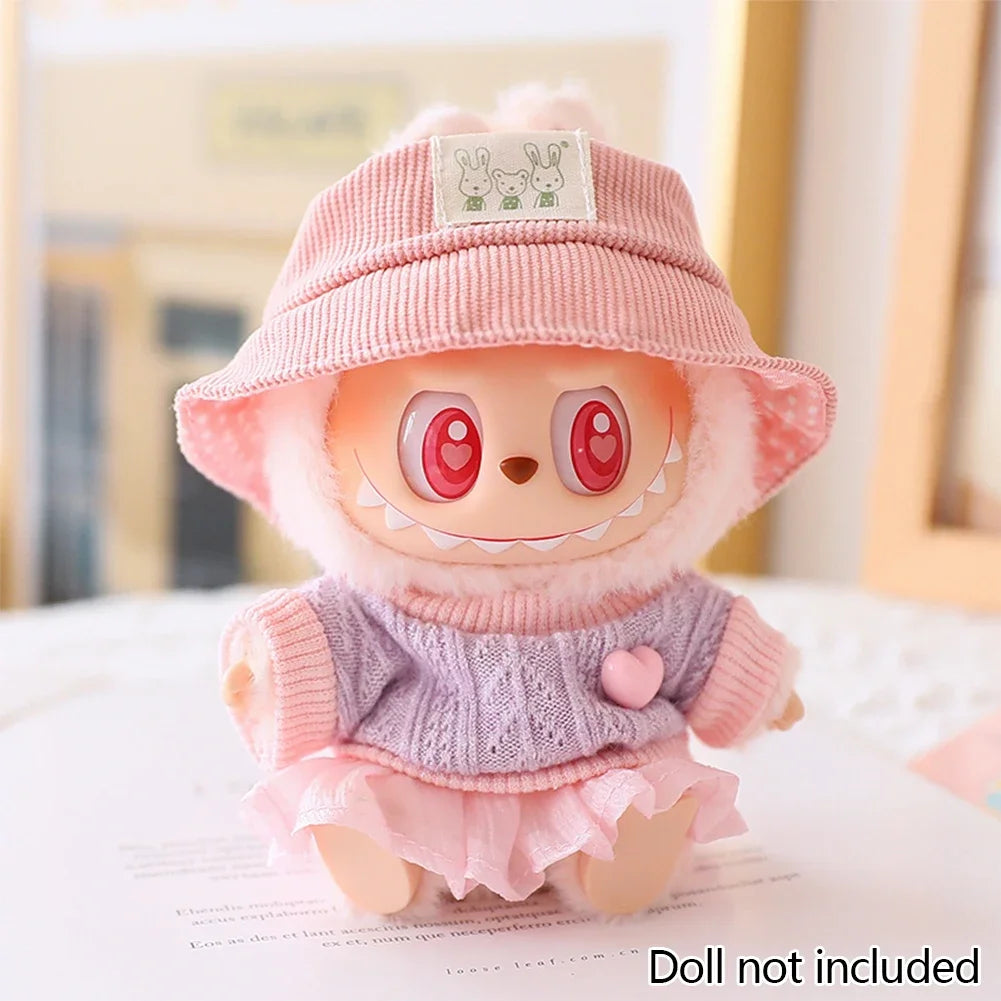 For 15/17Cm 3.0 Big Labubu Sweater Jelly Gauze Skirt Canvas Shoes Set for Ropa Labubu Doll Accessories
