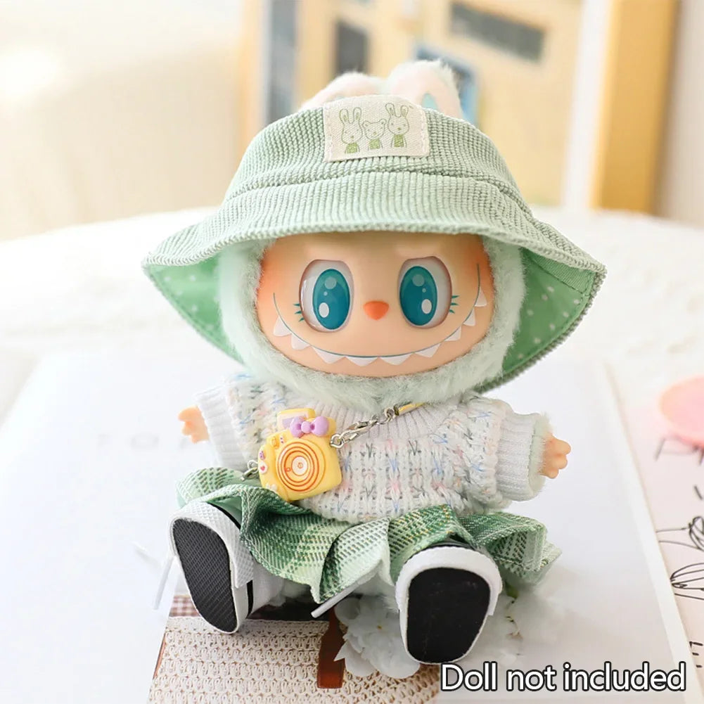 For 15/17Cm 3.0 Big Labubu Sweater Jelly Gauze Skirt Canvas Shoes Set for Ropa Labubu Doll Accessories