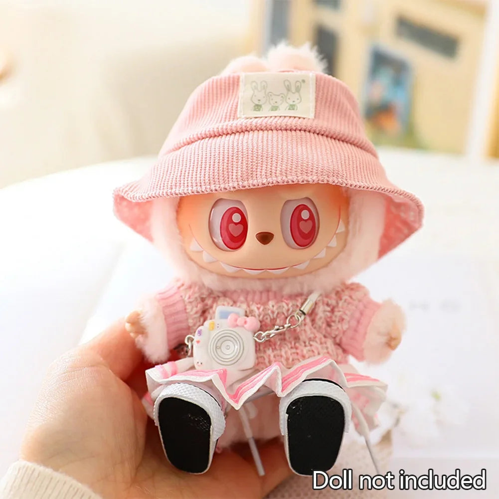 For 15/17Cm 3.0 Big Labubu Sweater Jelly Gauze Skirt Canvas Shoes Set for Ropa Labubu Doll Accessories