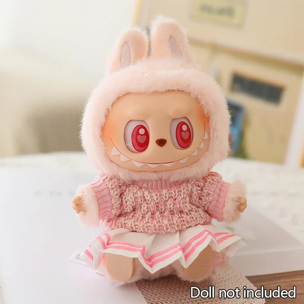 For 15/17Cm 3.0 Big Labubu Sweater Jelly Gauze Skirt Canvas Shoes Set for Ropa Labubu Doll Accessories