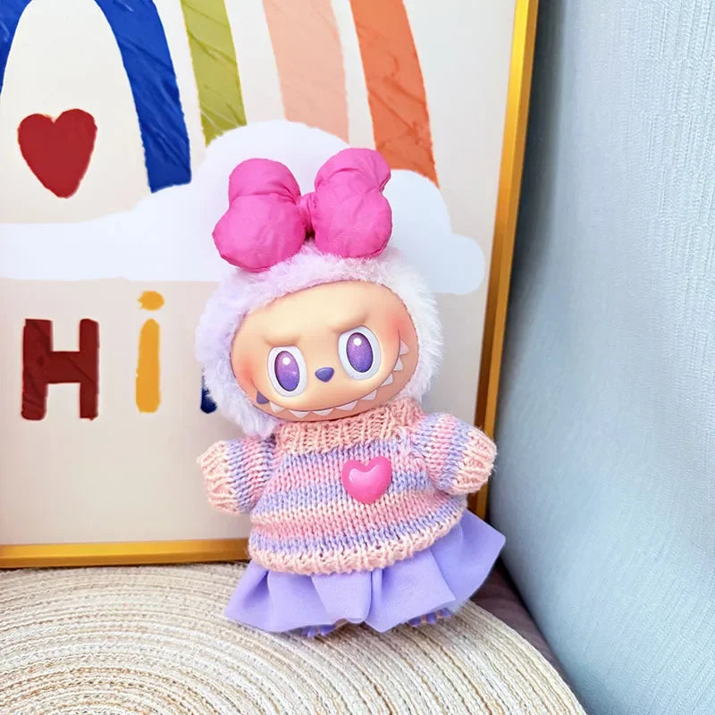 For 15/17Cm 3.0 Big Labubu Sweater Jelly Gauze Skirt Canvas Shoes Set for Ropa Labubu Doll Accessories