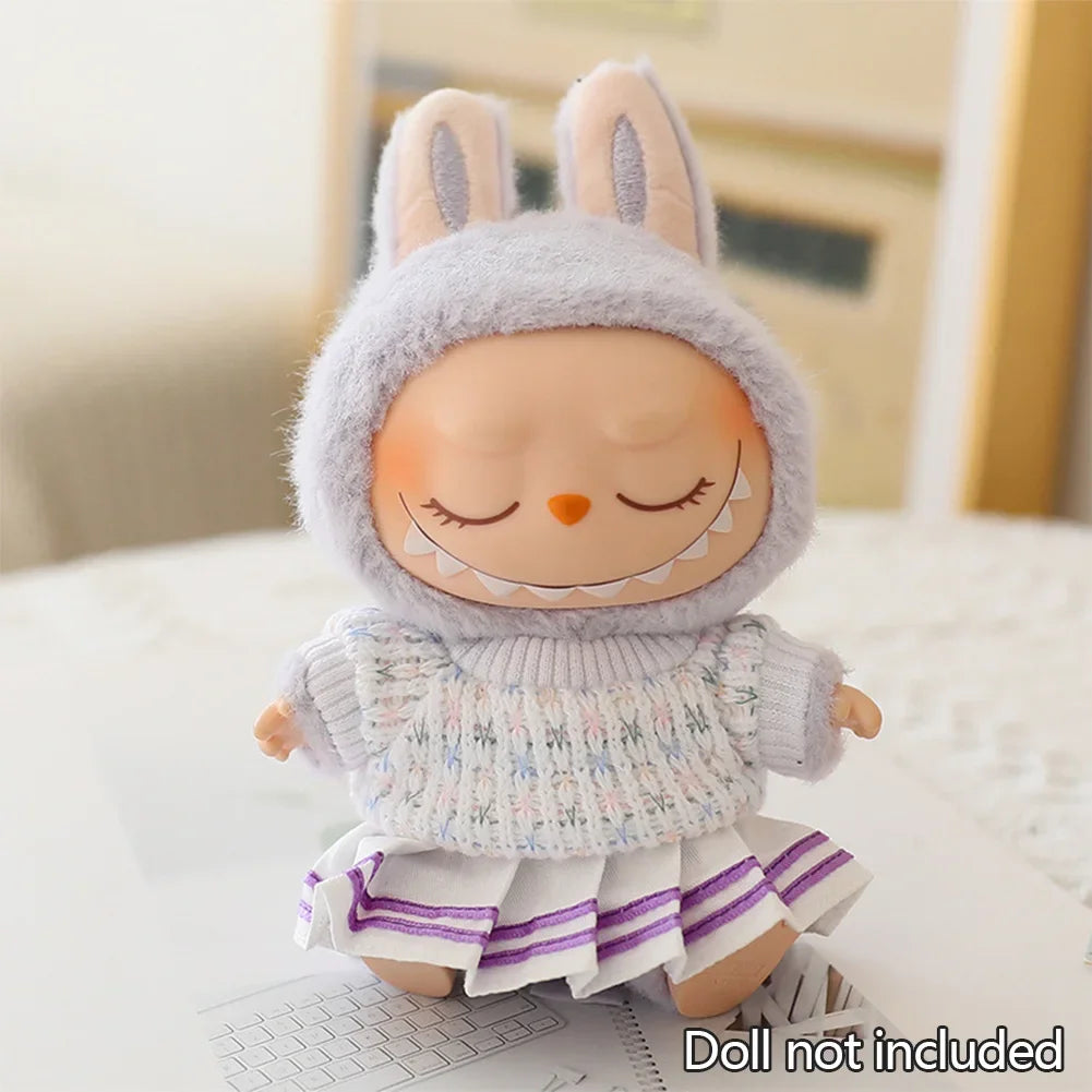 For 15/17Cm 3.0 Big Labubu Sweater Jelly Gauze Skirt Canvas Shoes Set for Ropa Labubu Doll Accessories