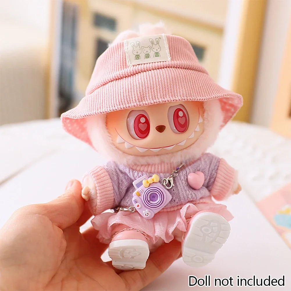 For 15/17Cm 3.0 Big Labubu Sweater Jelly Gauze Skirt Canvas Shoes Set for Ropa Labubu Doll Accessories