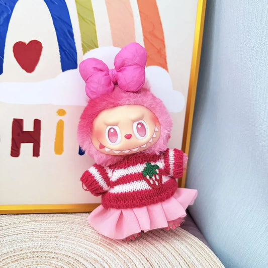 For 15/17Cm 3.0 Big Labubu Sweater Jelly Gauze Skirt Canvas Shoes Set for Ropa Labubu Doll Accessories